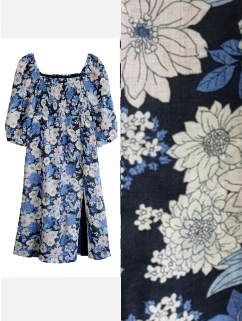 J. Crew Feminine Linen Daydream Summer Smocked Midi Dress Zinnia Floral Medium